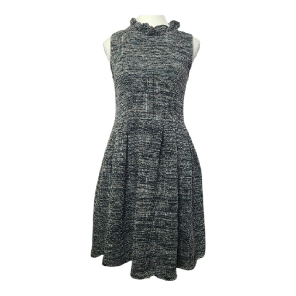 GANNI Pinnacle Pleated Knit Mini Dress M Sleeveless Fit & Flare Stretch